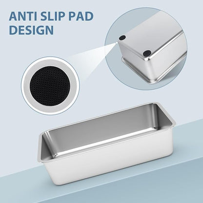 Stainless Steel Cat Litter Box - Litter Box for Cats - Easy to Clean, Never Absorbs Odor, Stains, or Rusts - Silver (17.7" L x 13.5" W x 4" H)