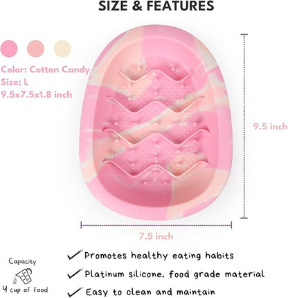 CHEWFFON Easter Dog & Cat Lick Mat Bowls, BPA-Free Silicone Slow Feeder Bowl with Suction Cups, Non Slip Pet Food Bowl Reduces Boredom and Anxiety, Dishwasher Safe, Cotton Candy
