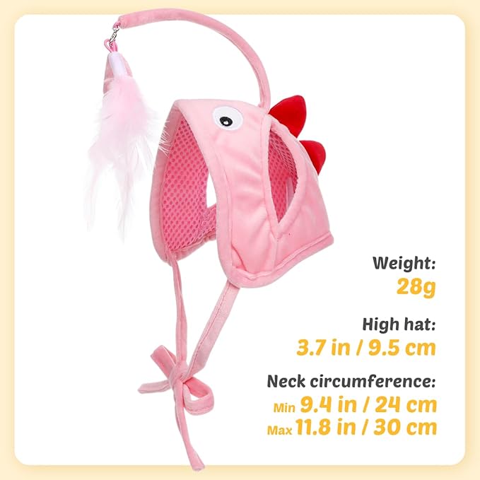 POPETPOP Pet Cat Teaser Toy, Cat Feather Toys Head Mounted Cat Headgear Interactive Cat Hat Feather Toy Self-Service Adjustable Size Cat Hat Toy 2Pcs
