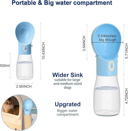 Dog Water Bottle, Widen Sink Portable Dogs Water Dispenser 17oz, Leak Proof, Outdoor Drink Bottles Cat, Puppy, Pet, Essential Items for Travel, Walking, Hiking, Dog Accessorie (Blue, 17oz)