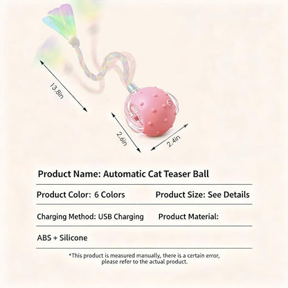 Interactive Cat Toys for Indoor Cats with 3 Tails,Automatic Moving Kitten Toys,Cat Toys for Bored Indoor Adult Cats,Smart Rechargeable Cat Enrichment Toys for Cats to Keep Them Busy, Pet Toy Cat Ball
