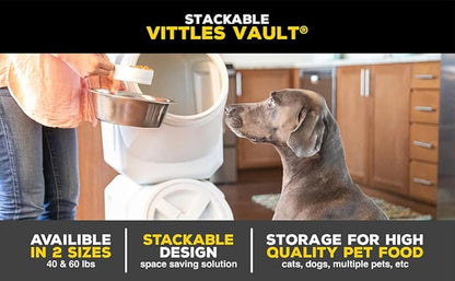 Vittles Vault Traditional Pet Food Storage Container For Dog Kibbles/Bird Seed/Oatmeal/Rice/Flour/Cereal, BPA Free Plastic, Sealed Airtight For Cat Food, Up To 60 lb, Made in USA, With Scoop, Gray