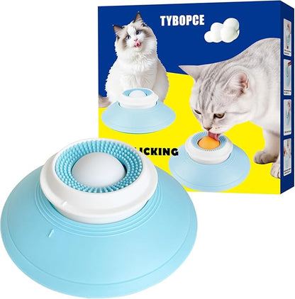 Cat Liquid/Wet Food Licking Bowl, Slow Feeding Pet Bowl, Cat Lick Ball Bowl, Non-Slip Design, Slow Eating, Pet Anxiety Relief Toy, Interactive Cat Bowl （White Ball）