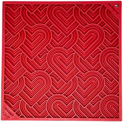 SodaPup Love eMat – Durable Lick Mat Feeder Made in USA from Non-Toxic, Pet-Safe, Food Safe Rubber for Mental Stimulation, Avoiding Overfeeding, Fresh Breath, Digestive Health, Calming, & More by SodaPup