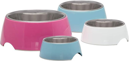 Loving Pets - Retro Bowl Dog Food Water Bowl No Tip Stainless Steel Elevated Pet Bowl No Skid Spill Proof (Small, Blue)