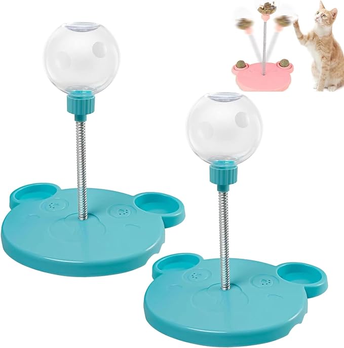 Leaking Treats Ball Pet Feeder Toy, Pet Toy Treat Dispenser,Interactive Pet Toy,Slow Feeder,Funny Pet Leaking Ball Cat Dog Slow Feeders,Feeder for Cats & Dogs for Hunting Chasing and Exercise (Blue*2)