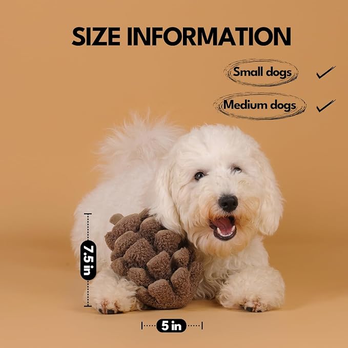 CHEWFFON Plush Pinecone Dog Toys-Interactive, Squeaky, Snuffle, Treat Dispensing, Nose Work Game for Small and Medium Dogs