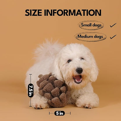 CHEWFFON Plush Pinecone Dog Toys-Interactive, Squeaky, Snuffle, Treat Dispensing, Nose Work Game for Small and Medium Dogs