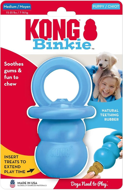 KONG Puppy Binkie - Pacifier Dog Toy for Puppies - Stuffable Treat Chew Toy for Treats - Durable Natural Rubber for Teething Puppy - for Medium Puppies - Blue