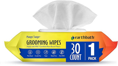 earthbath, Hypo-Allergenic Dog Eye Wipes - Fragrance Free Tear Stain Remover for Dogs, Made in USA, 100% Cruelty Free Eye Wipes for Dogs, All Natural Pet Eye Wipes, Cat & Dog Wipes - 30 Count (1 Pack)