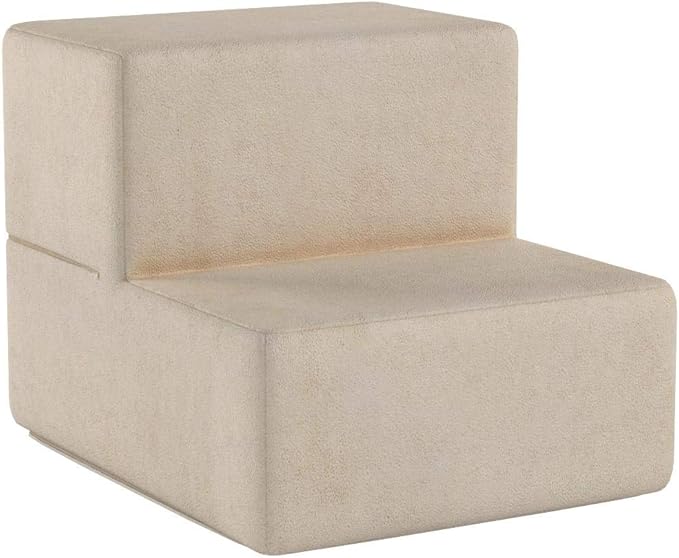 ZINUS Foam 13 Inch 2-Step Step Pet Stairs / Pet Ramp for Cats and Dogs, Extra Small, Beige