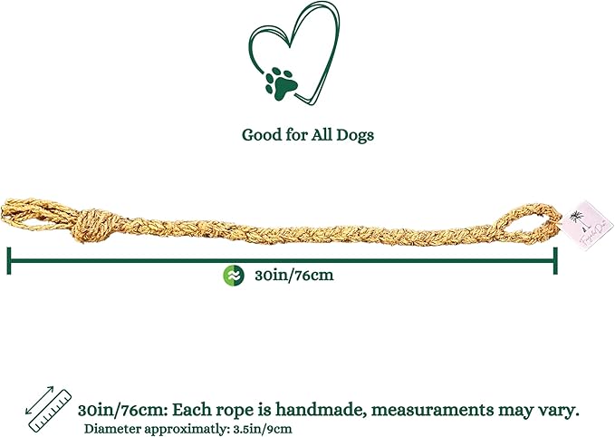 Freya & Dax LLC Natural Coconut Husk Rope Dog Toy – Eco-Friendly Chew & Tug Toy for All Breeds – Plastic-Free, Compostable, Gently Textured for Interactive Play.