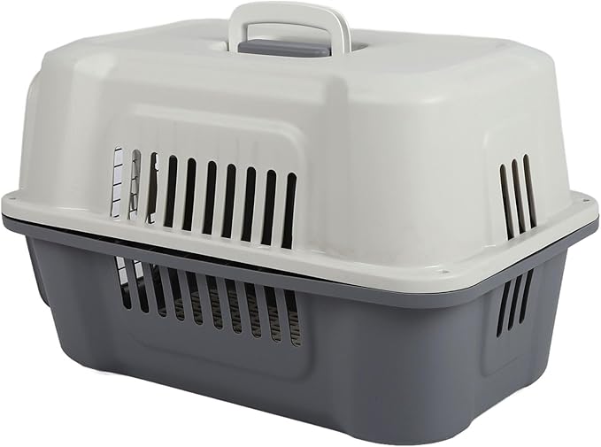 FILFEEL Lockable Hard Plastic Dog Carrier with Ventilated Design, Spacious Travel Pet Carrier for Small Dogs and Cats - Foldable Handle for Easy Carrying