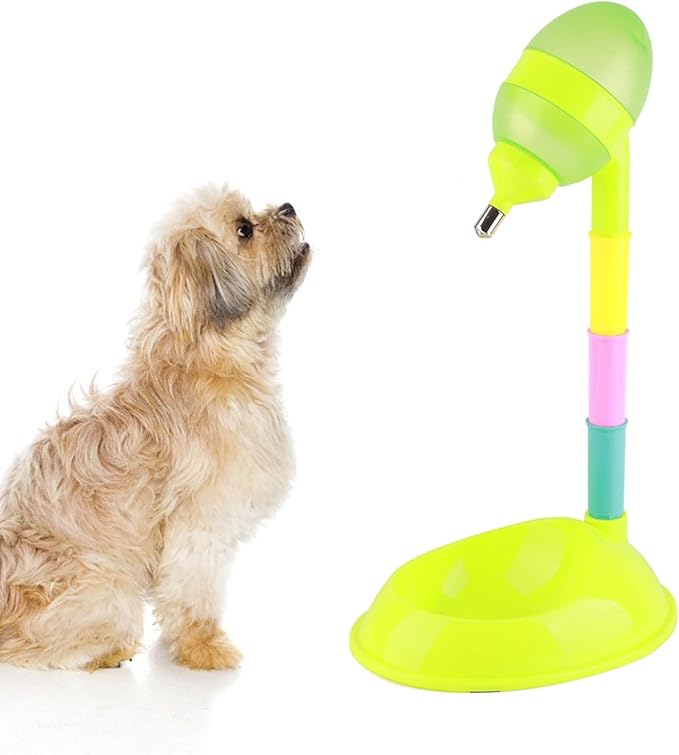 Pet Water Bottle Stand, 650ml No Drip Dog Drinking Dispenser with Adjustable Height Automatic Cat & Dog Water Dispenser Bowl Non Slip Pet Fountain for Indoor Use (Green)