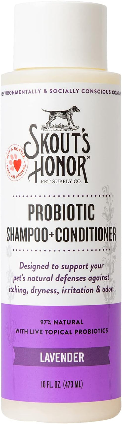 Skout’s Honor Probiotic Natural Dog Shampoo and Conditioner with Avocado Oil & Omega-3s, Gentle Puppy Shampoo, Hydrating Dog Conditioner, 97% Natural, Paraben & Sulfate-Free, Cruelty-Free, 16 oz