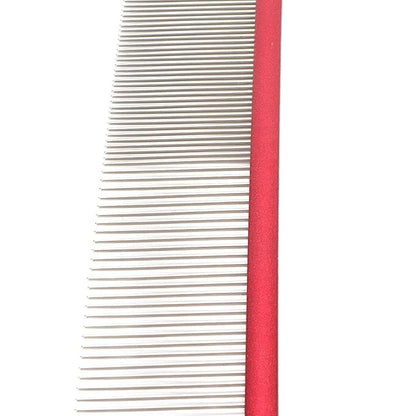 Dog Comb, Stainless Steel Metal Dog Comb Pet Comb with Rounded Ends for Both Short-Haired and Long Haired Breeds(Red)