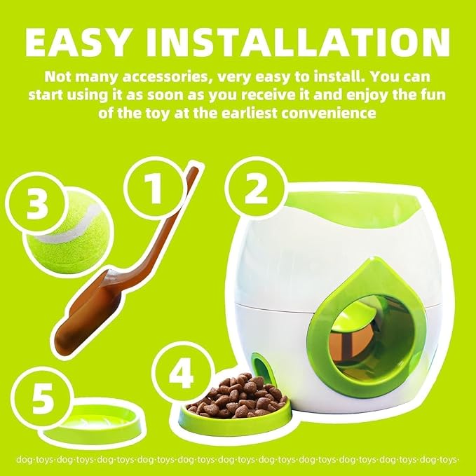 Dog Food Reward Machine, Automatic Dog Ball Launcher, Dog Tennis Ball Throwing Machine for Interactive Play & Training Small and Medium Dogs (White)