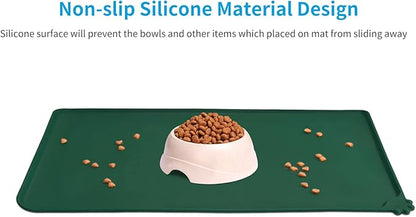 AUDWUD Silicone Waterproof Pet Feeding Mats,Anti Slip Bowl Pad, Dog Mat for Food and Water