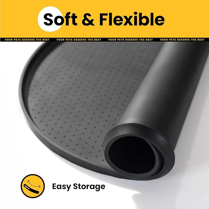 Dog Food Mat,Raised Edges Pet Food Mats for Spill Containment,BPA-Free Silicone Cat Dog Feeding Mat for Floor Waterproof,Rubber Pet Placemats for Food and Water Bowls 1/2 Inch