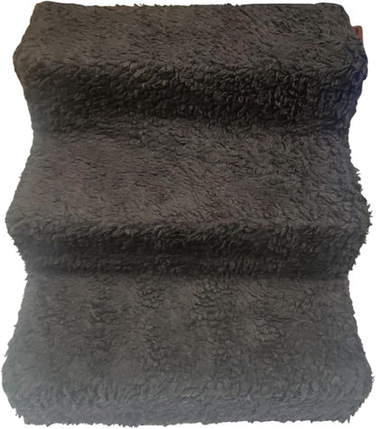 ZENVY Pet Steps | 3-Step Non-Slip Fleece Covered Pet Steps for Small Dogs and Cats (Black)