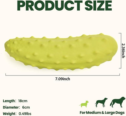 Tough Squeaky Dog Toys, Durable Dog Chew Toy with Natural Rubber, Teething Toys for Medium Large Breeds, Cucumber Pickle Shape, Yellow