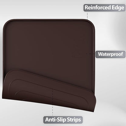 Silicone Dog Food Mat, Waterproof Anti-Slip Pet Feeding Mat with Warped Resistant Raised Edge,Spill-Proof Lip Floor Protection,Dishwasher-Safe Pet Placemat for Dogs & Cats(M 20" x 14" Brown)