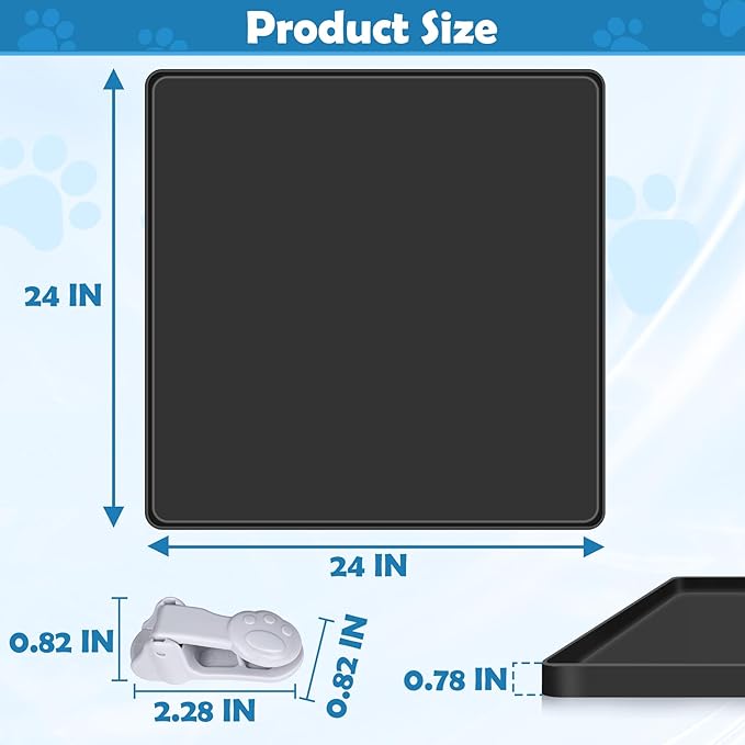 Dog Pee Pad Holder, Dog Potty Tray Silicone Puppy Pad Holder Tray Fits for 24" x 24" Training Pads, Puppy Potty Tray With 4 Clamps and No Spill Raised Lip High Edge for Indoor Floor Protection (Black)