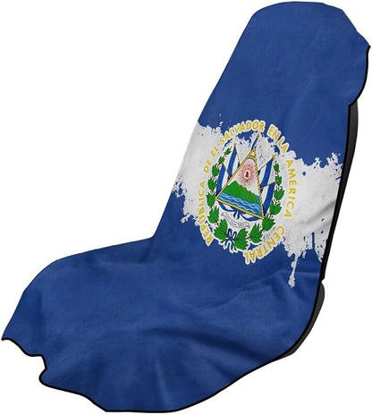 SEANATIVE Car Seat Towel Covers - Breathable Sweat Absorbing Automotive Seat Protectors for Gym, Camping & Pet Transport (Fits SUV/Truck), Flag of El Salvador Print