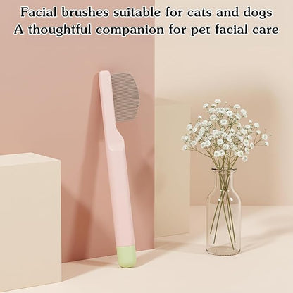 Pet Facial Grooming Comb, Stainless Steel Dog Eye Comb, Dog Flea Comb, Round-Tip Arc Teeth, Stress-free Tear Stain Remover for Dogs & Cats Fit Yorkie, Shih Tzu, Maltese Maltipoo Pomeranian