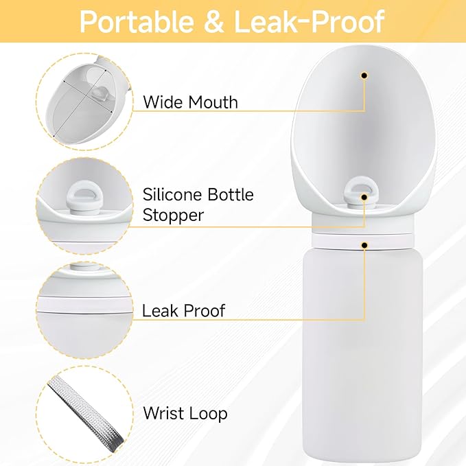 Dog Water Bottle, Leakproof Portable Water Bowl for Dog, Lightweight Water Bottle for Dogs, Food Grade Silicone, Collapsible Travel Pet Water Bottle for Outdoor Hiking Camping (Grey, 18.6 Ounces)