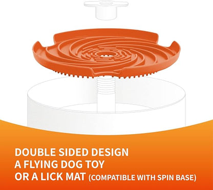PetDreamHouse Spin Slow Dog Bowl Accessory, Double Sided Lick Mat Insert,Orange