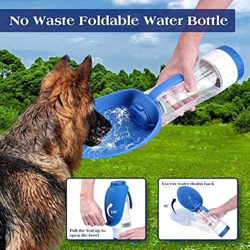 TIOVERY Dog Water Bottle, Pet Water Bottle with Food Container, Portable Dog Drinking Bottle Cup Dispenser for Outdoor Walking, Hiking, Travel Large Blue - Image 4
