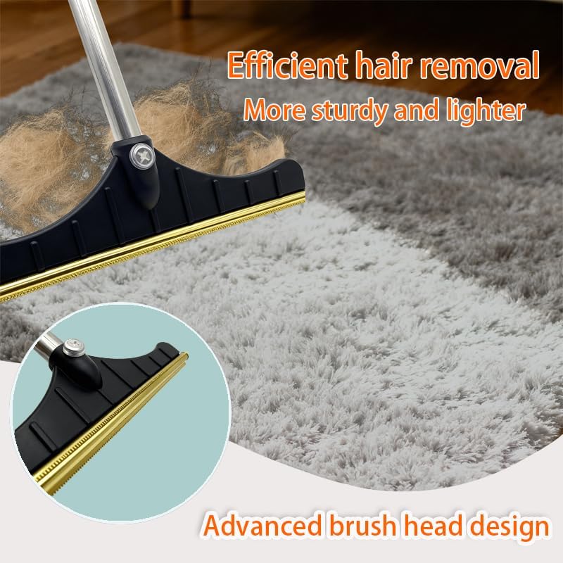 Premium Stainless Steel Pet Hair Removal Carpet Rake | Reusable Adjustable Pet Fur De-Shedding Tool for Carpets, Rugs, Upholstery & Auto Mats | Long Extendable Handle, Heavy-Duty Construction (Black) - Image 4