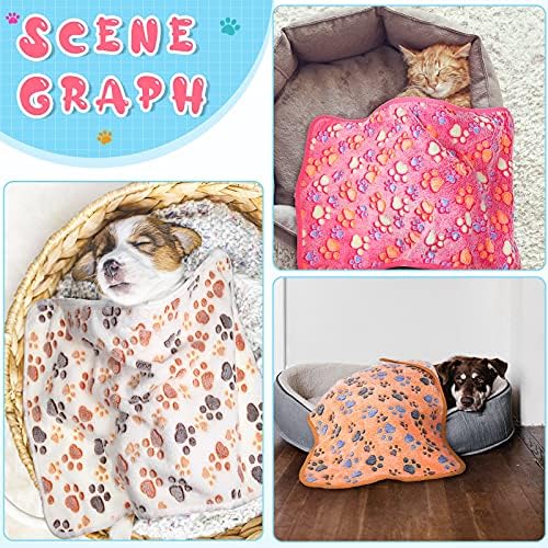 Tatuo 4 Pack Fleece Dog Blanket for Pet,White,41 x 30 Inch,Paw - Image 3