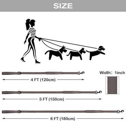 Joytale Dog Leash Heavy Duty for Large Dogs that Pull, Double Handle for Traffic Control, Double-Sided Reflective Leashes for Large Medium Dogs Night Safety, 4FT, Brown