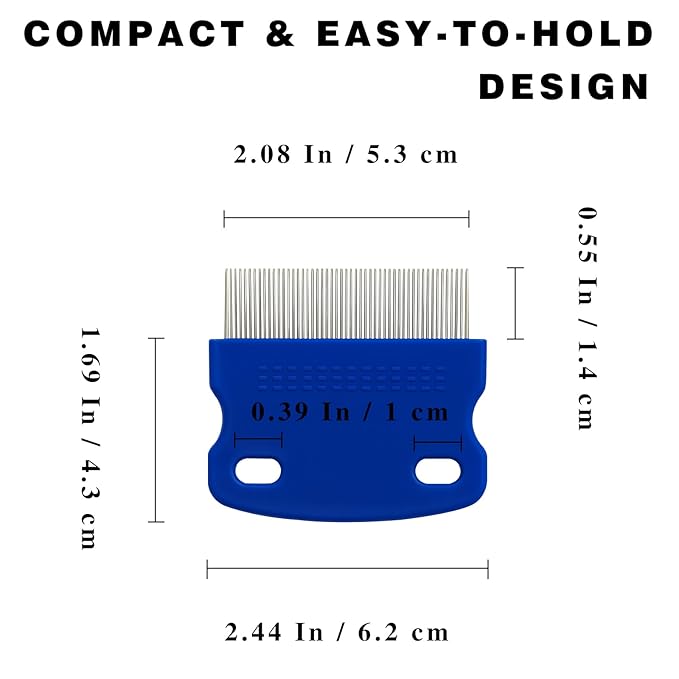 Stainless Steel Flea & Lice Combs for Dogs and Cats, Rounded-Tooth Pet Grooming Tools for All Coat Types, 8 Pieces