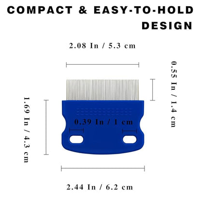 Stainless Steel Flea & Lice Combs for Dogs and Cats, Rounded-Tooth Pet Grooming Tools for All Coat Types, 8 Pieces