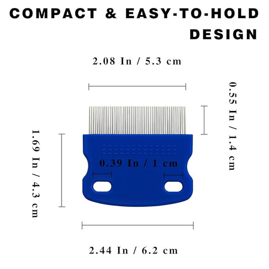 Stainless Steel Flea & Lice Combs for Dogs and Cats, Rounded-Tooth Pet Grooming Tools for All Coat Types, 8 Pieces