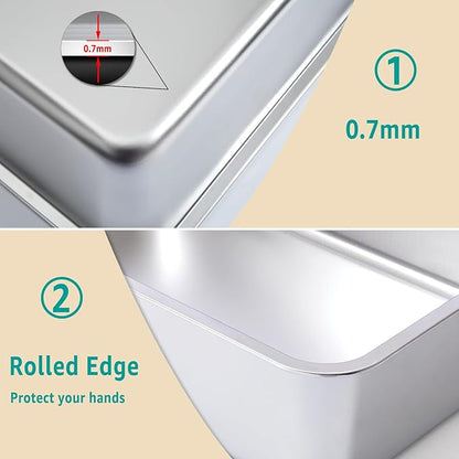 Stainless Steel Cat Litter Box Small,Cat Litter Box for Kitty/Rabbits Easy to Clean,Metal LitterBox for Kitty/Kitten or Bath Pan,Non Stick, No Smell,15.5" L x 11.7" W x 4" H