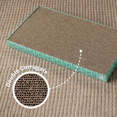 Kitty City Cat Scratcher– 2-Pack Durable Corrugated Cardboard Scratch Pads with Catnip – Double-Sided for Longer Use, Cat Claw Maintenance & Furniture Protection - Size: 10" x 18" - Image 5