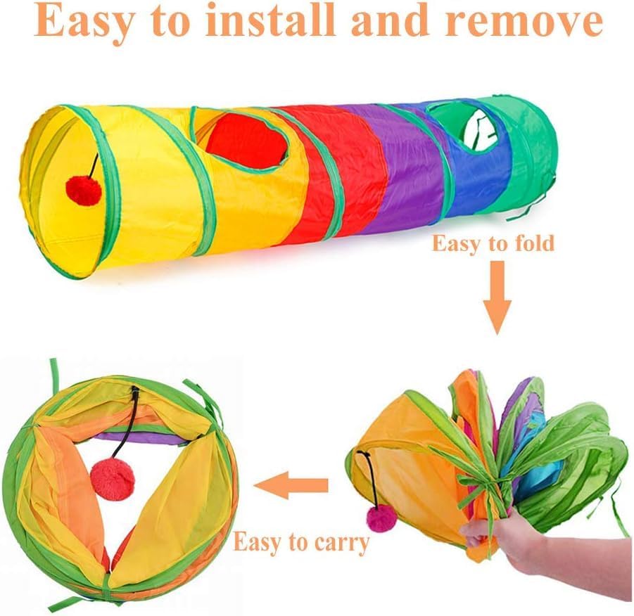 Cat Tunnel Toy with Hanging Ball, Cat Tunnel，Cat Tunnels for Indoor Cats - Image 5