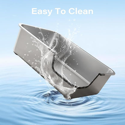 Stainless Steel Cat Litter Box, 19.5"L x 13.6"W x 6"H Metal Cat Litter Box with Low Entry for Senior, Injured Cats Anti-Slip Non-Stick No Odor Easy to Clean for Most Cats with Weight of 22Ibs or Less