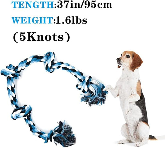 Dog Rope Toys for Large Dogs Aggressive Chewers,Indestructible Cotton Rope for Large Breed Dog, Tug of War Dog Toy, Durable 3ft Dog Toys with 5 Knots