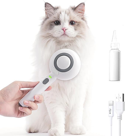 Sham Sham Cat Brush for Shedding, Self-Cleaning Cat Steam Brush, Anti-Static Massage Comb, 500mAh Rechargeable, IPX7 Waterproof Pet Grooming Tool for Cats