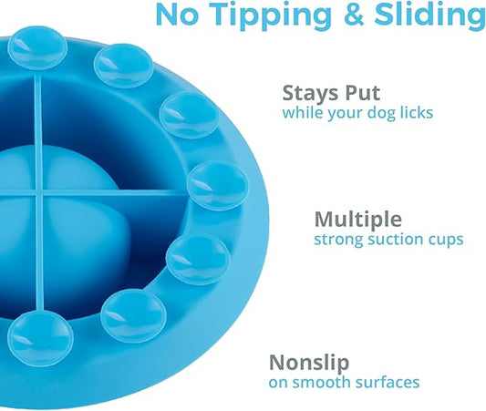 PEDAY Non-Slip Anti-Spill Cat Slow Feeder Lick Bowl with Ball, Enrichment Toy for Water, Yogurt & Jam, Dishwasher Safe