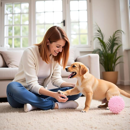 4Pcs Colorful Dogs Toy Spiky TPR Ball No Squeak Chew Toy Long Lasting for Aggressive Heavy Chewers Dogs Puppy Teething Training Spiky Rubber Ball Toy Small