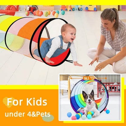 Kids Play Tunnel,Pop Up Crawl Through Tunnel Play Tent for Baby Kids Children or Pet,Foldable Pop Up Tents with Carry Bag (Colorful Play Tunnel with Mesh) - Image 6