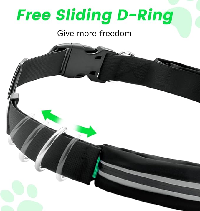 Caudblor Waist Leash for Medium Large Dog Walking, Bungee Hands Free Leash with Zipper Pouch, Around The Waist No Pull Running Dog Belt, Padded Handle Jogging No Hands Heavy Duty