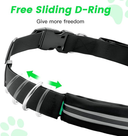 Caudblor Waist Leash for Medium Large Dog Walking, Bungee Hands Free Leash with Zipper Pouch, Around The Waist No Pull Running Dog Belt, Padded Handle Jogging No Hands Heavy Duty