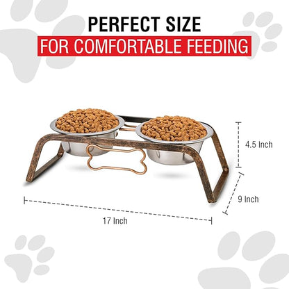 Loving Pets Elevated Dog Bowls – Raised Stainless Steel Dog Bowls with Steel Stand – Non-Skid, No Spill Feeder for Small, Medium & Large Dogs – Easy to Clean, Durable Raised Dog Feeding Station